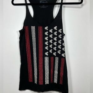 Disney Women's Black/Red/white Mickey Mouse Flag Tank Top Size Medium